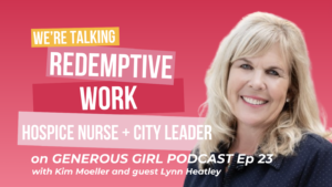 Lynn Heatley and Kim Moeller recording the Generous Girl Podcast